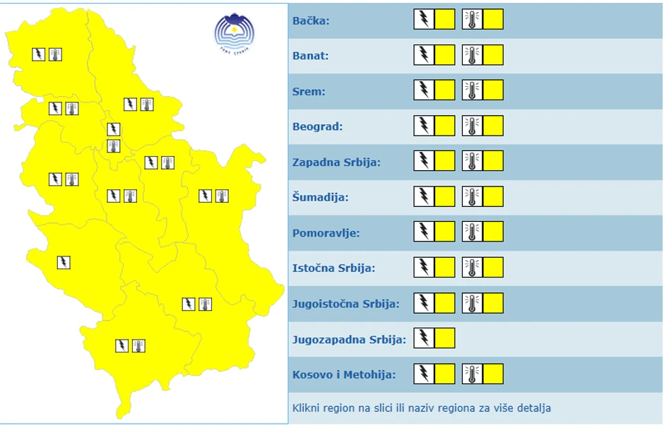 Meteoalarm za sutra