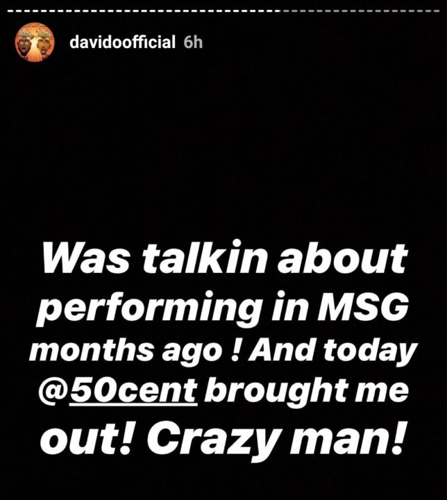 Davido fulfills his dreams at performing at the Madison Square