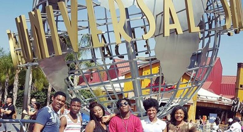 Omotola Jalade-Ekeinde and family at Universal studios