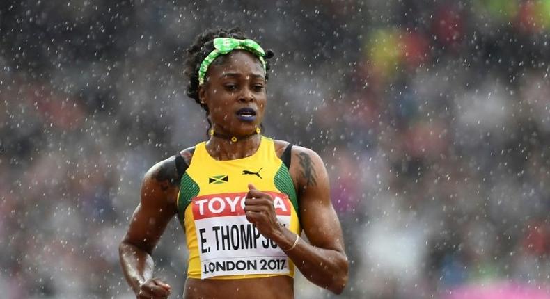 Jamaica's Elaine Thompson competes in the heats of the 100m event during the 2017 IAAF World Championships in London, on August 5