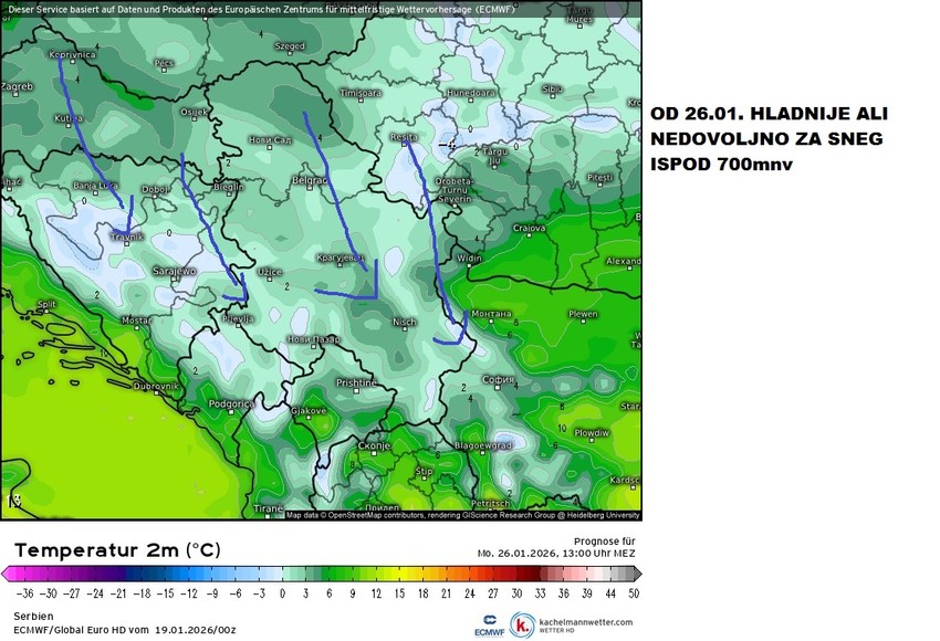 Od 26. januara hladnije, ali bez snežnih padavina