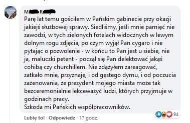 Jeden ze wpisów pod postem Jacka Majchrowskiego