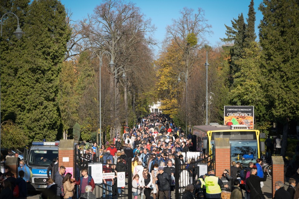 Wrocław, Cmentarz Osobowicki w dzień Wszystkich Świętych