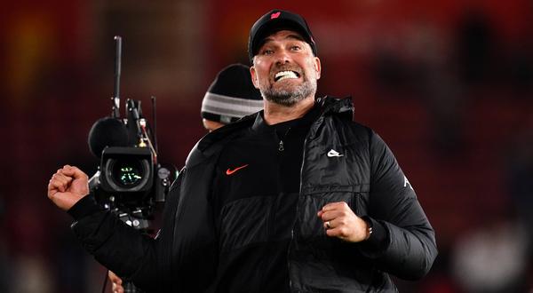 Liverpool Manager Jurgen Klopp celebrates his side's comeback win over Southampton