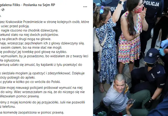 "Przykryłam swoim ciałem, bo na mnie stać nie mogli". Posłanka Magdalena Filiks w mocnych słowach o proteście