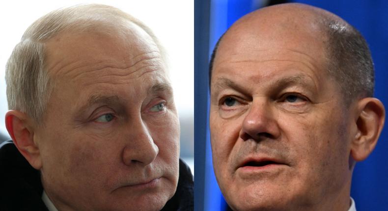 Olaf Scholz (right) said an embargo on Russian gas exports would trigger a dramatic economic crisis.
