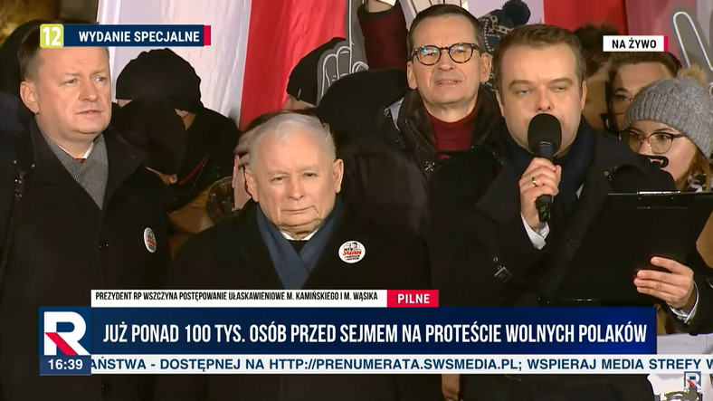 Politycy PiS na Proteście Wolnych Polaków emitowanym w TV Republika (11.01.2024)