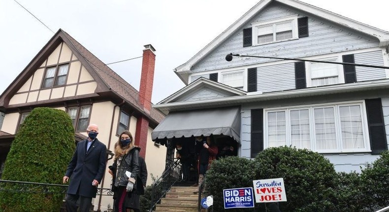 Joe Biden visits his childhood home in Scranton, Pennsylvania, in 2020.ANGELA WEISS/AFP via Getty Images