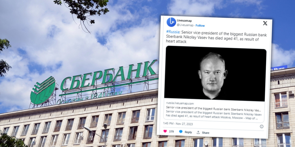 Nie żyje wiceprezes Sbierbanku Nikołaj Wasew (Screen: Twitter.com/@Liveuamap)