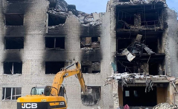 Zbombardowane przez Rosjan budynki w Charkowie