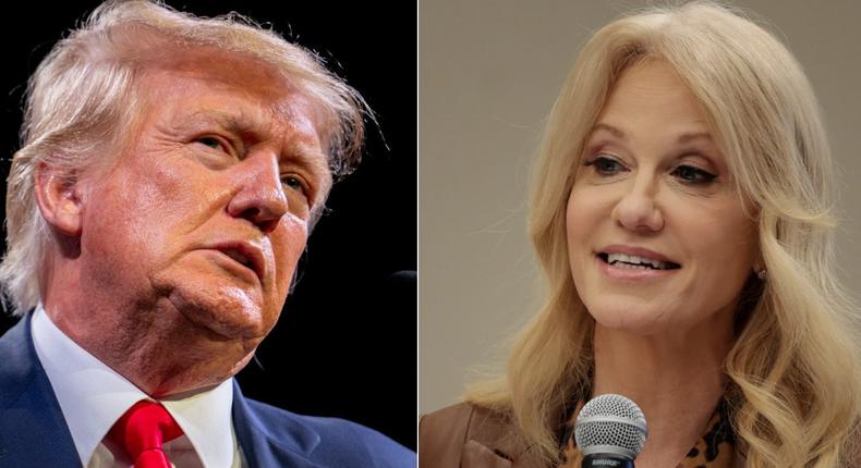 A composite image of former President Donald Trump and Kellyanne Conway.