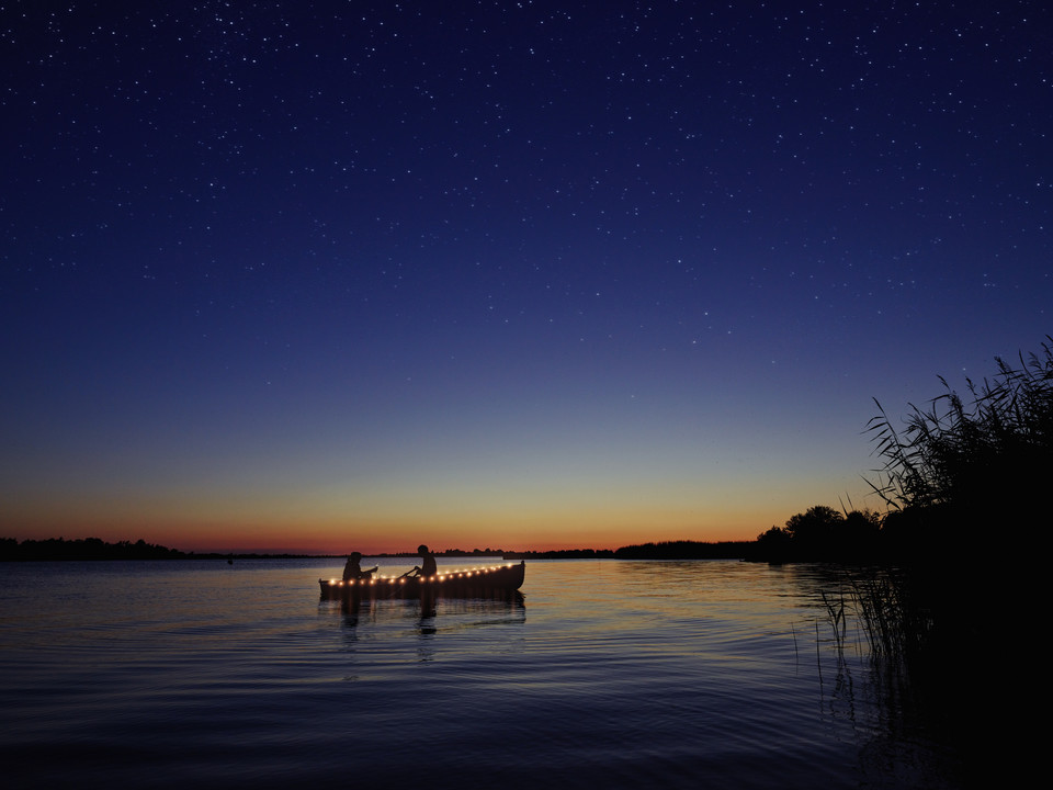 Under the stars in a rowing boat