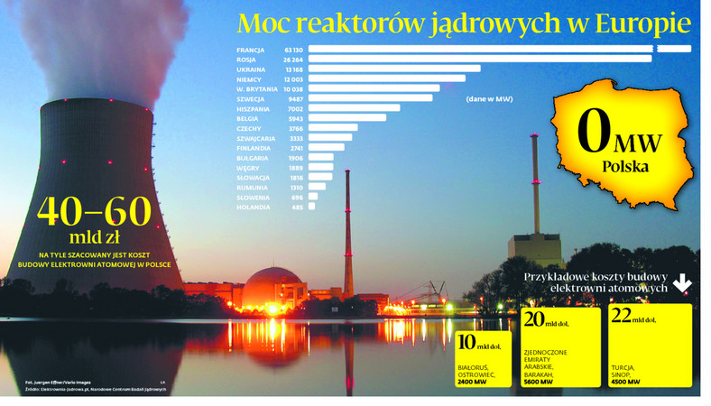 Moc reaktorów jądrowych w Europie
