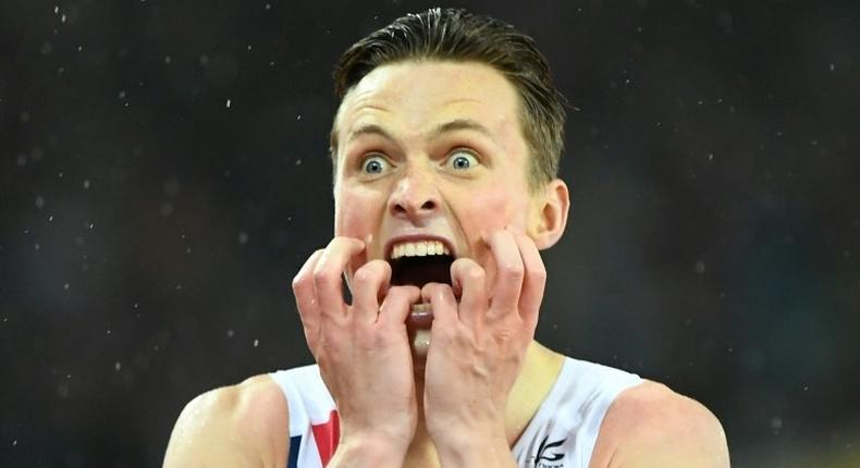 Norway's Karsten Warholm celebrates after winning the final of the men's 400m hurdles at the 2017 IAAF World Championships in London