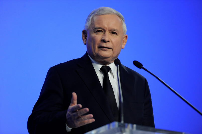 Jarosław Kaczyński podczas konferencji prasowej w siedzibie PiS
