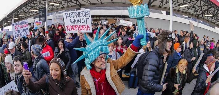 Protest at Atlanta's Hartsfield-Jackson Atlanta International Airport against President Trump's immi