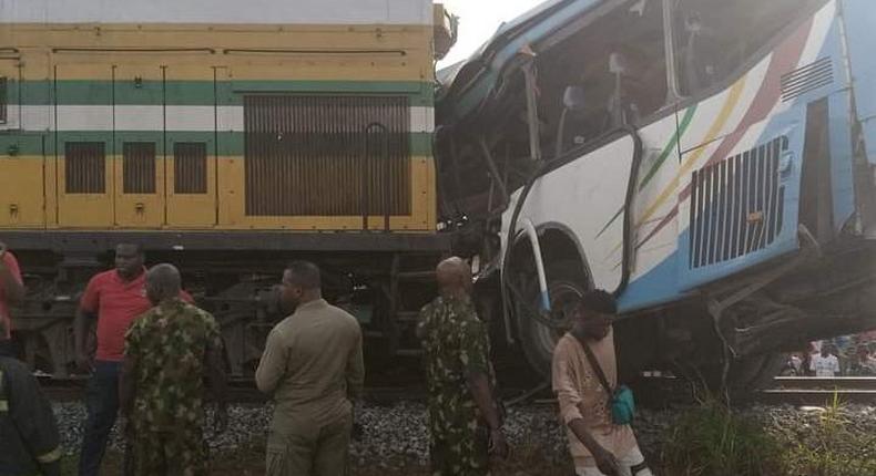 Passenger train crashed into Lagos State Government staff bus on Thursday, March 9, 2023 (Concise)