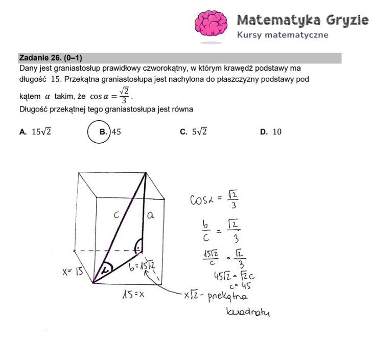 Arkusz CKE i odpowiedzi. Matematyka, poziom podstawowy formuła 2015 - zadanie 26