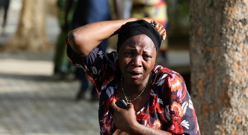 Lady mourning after receiving bad news