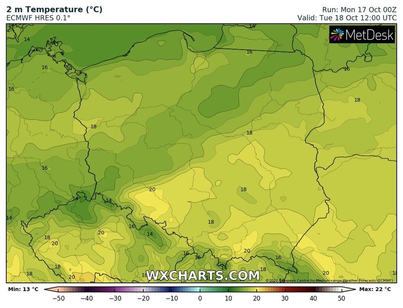 We wtorek temperatura może jeszcze sięgnąć ok. 20 st. C.