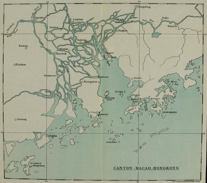 Mapa regonu Kanton-Makau-Hongkong