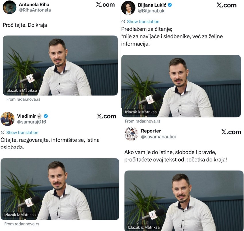 Primeri masovnog deljenja teksta Stevana Filipovića