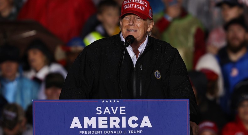 Former President Donald Trump speaks during a rally Greensburg, Pennsylvania, on May 6.