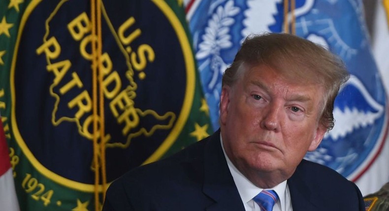 US President Donald Trump speaks during a roundtable on immigration and border security at the US Border Patrol Calexico Station in Calexico, California, April 5, 2019