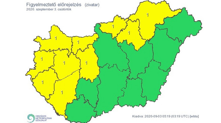 Tíz megyére adtak ki riasztást zivatarok miatt /Fotó: met.hu