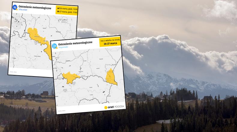 Alerty IMGW dla części kraju. Do Polski suną wichury i przymrozki (mapy: IMGW)