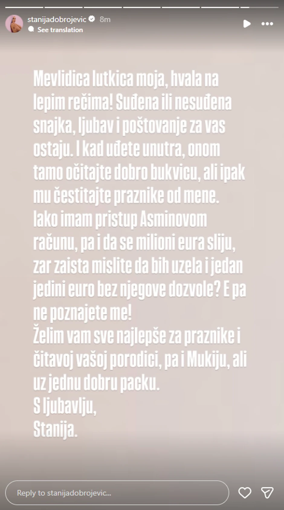 Stanija Dobrojević, objava