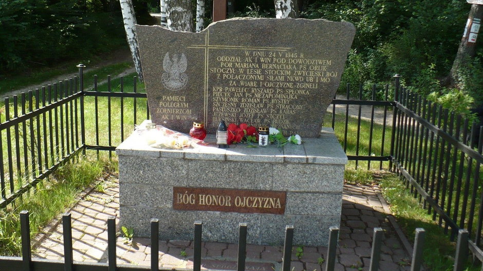 Pomnik upamiętniający bitwę w Lesie Stockim (fot. wg22, CC BY 3.0).