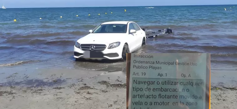 "Zaparkował" Mercedesem na plaży. Policja nie miała litości