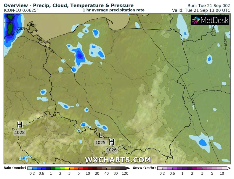 W dzień opady pojawią się tylko lokalnie