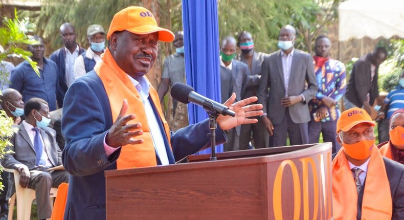 ODM party leader Raila Odinga during an event at Chungwa House