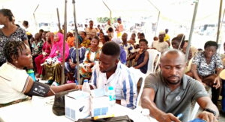 Residents of Alagutan community, Ajah Lagos State, receiving medical services at HAF outreach on Saturday in Lagos.