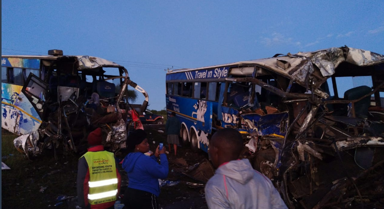 5 Killed, 62 rushed to Hospital as two Modern Coast Buses collide along Mombasa-Nairobi highway