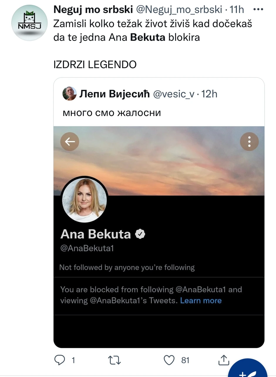 Tvitovi o Ani Bekuti