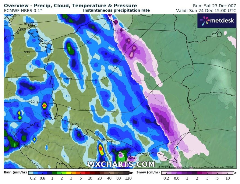 Śnieg zacznie przechodzić w deszcz ze śniegiem i w deszcz