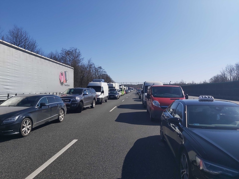 Zabrze. Korek na autostradzie A4 w kierunku Wrocławia