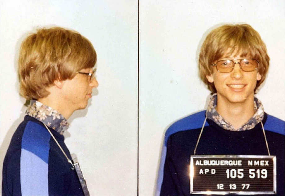 The infamous Bill Gates mugshot, taken when he was pulled over for a traffic violation.