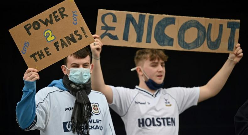 Tottenham Hotspur fans demonstrated against the club's ownership Creator: JUSTIN TALLIS