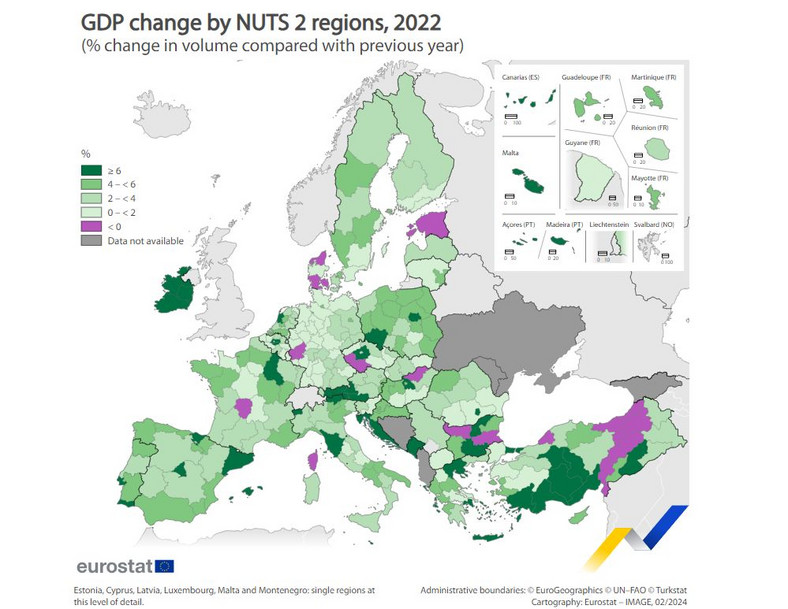 Zmiana PKB w regionach państw UE