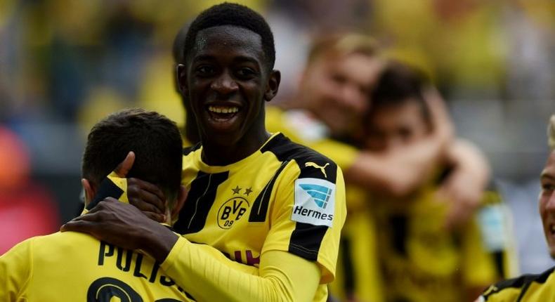 The pressure will be on Dortmund's Ousmane Dembele (C) to score against Real Madrid to help the team set a new Champions League goal record