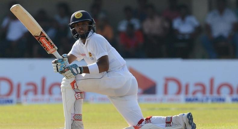 Sri Lanka's Kusal Mendis bats on the first day of the opening Test against Bangladesh in Galle on March 7, 2017