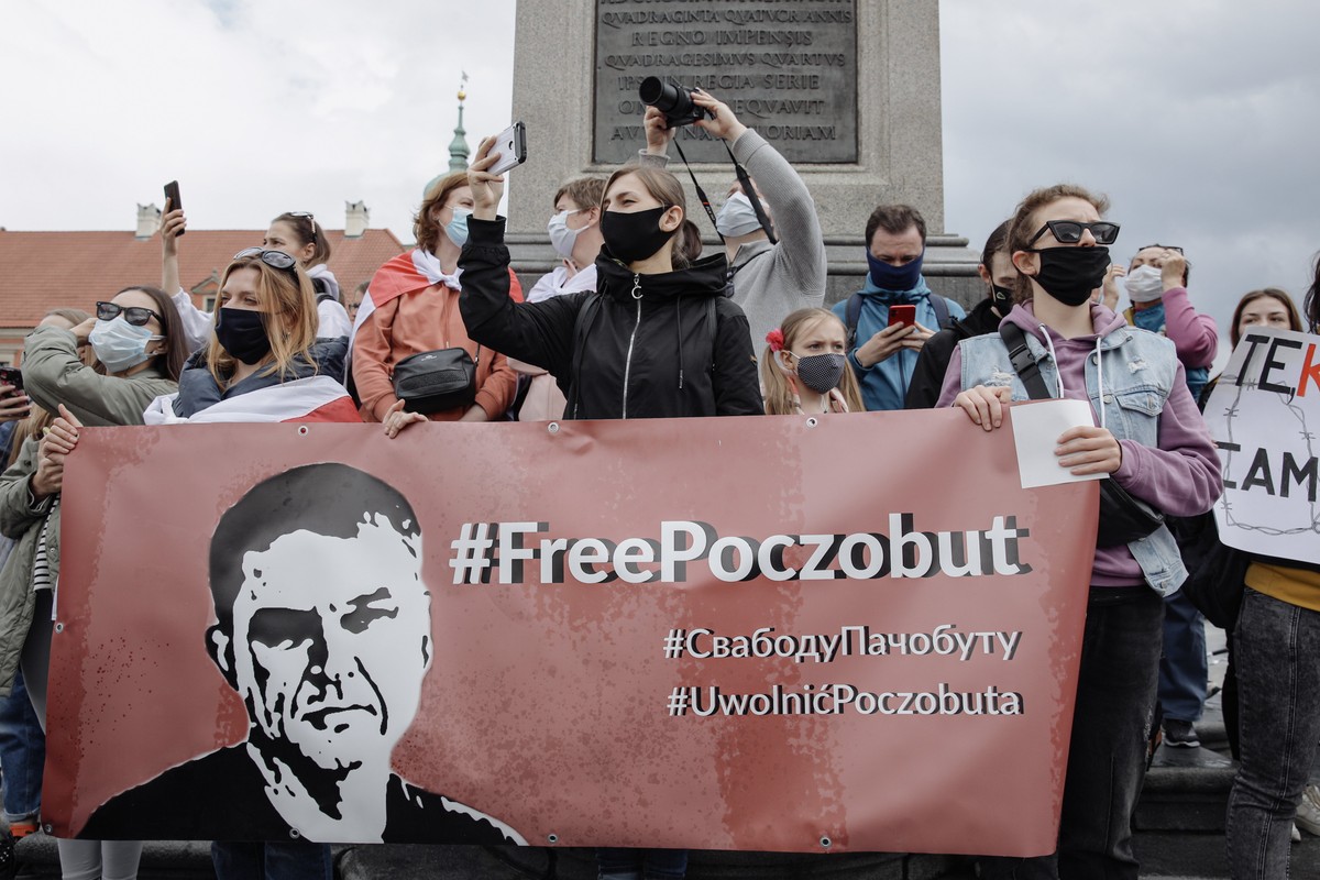 Pikieta solidarnosci z Bialorusia w Warszawie
