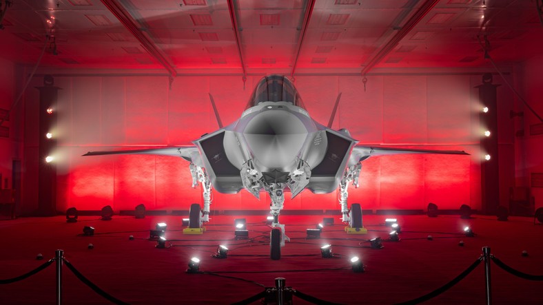 Pierwszy polski F-35 w trakcie prezentacji 28 sierpnia 2024 roku.