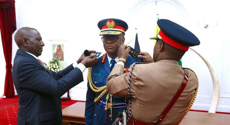 President William Ruto presided over the swearing in ceremony of General Francis Ogolla as the Chief of Defence at State House, Nairobi on April 29, 2023