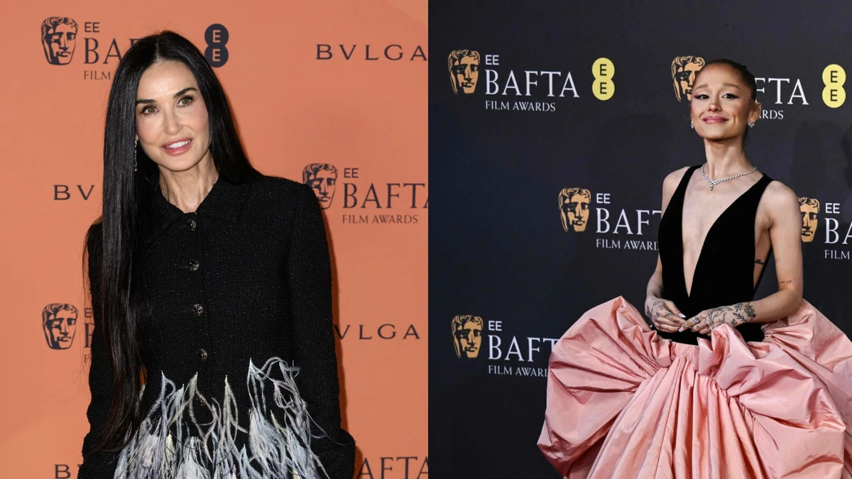 Kreacje gwiazd podczas gali BAFTA. Olśniewająca Demi Moore, Ariana Grande jak księżniczka [FOTO]