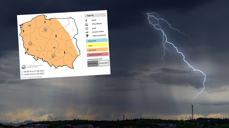 W środę nadejdzie podwójne uderzenie. Burze i upały jednocześnie (mapa: wxcharts.com)